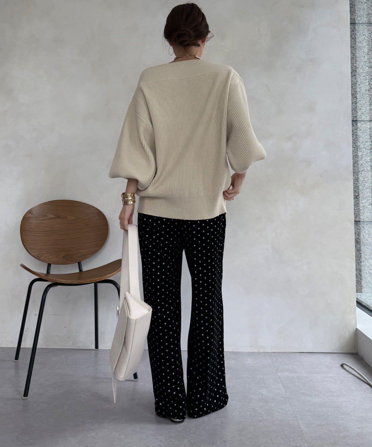 亮片波點天鵝絨長褲