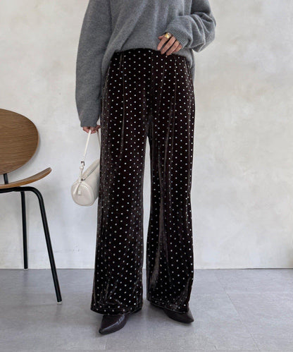亮片波點天鵝絨長褲