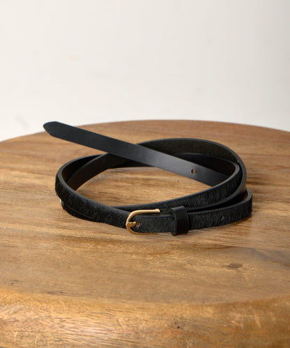 拼接小牛毛皮革腰帶