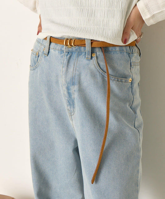 三連扣麂皮腰帶