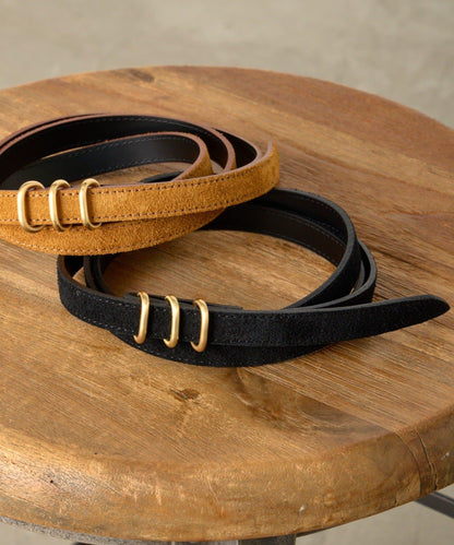 三連扣麂皮腰帶