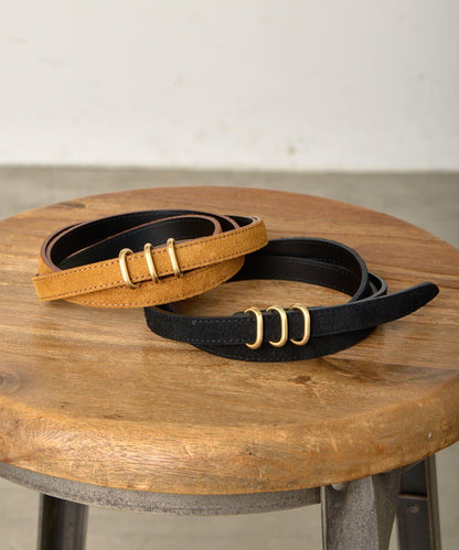 三連扣麂皮腰帶