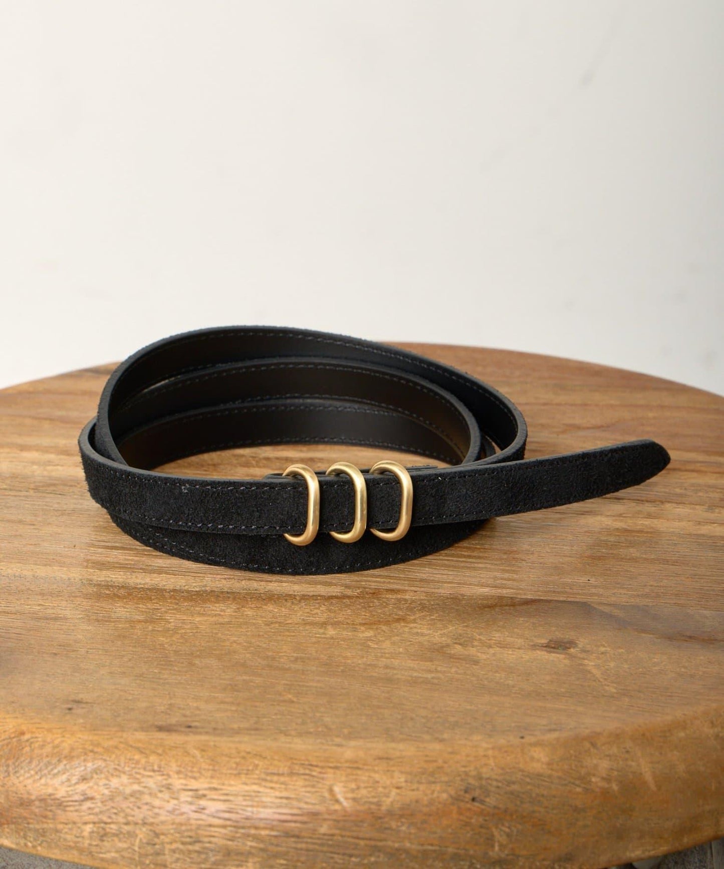 三連扣麂皮腰帶