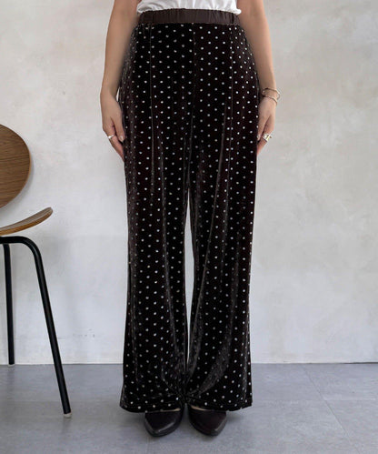 亮片波點天鵝絨長褲