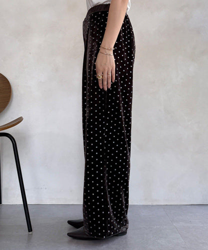 亮片波點天鵝絨長褲