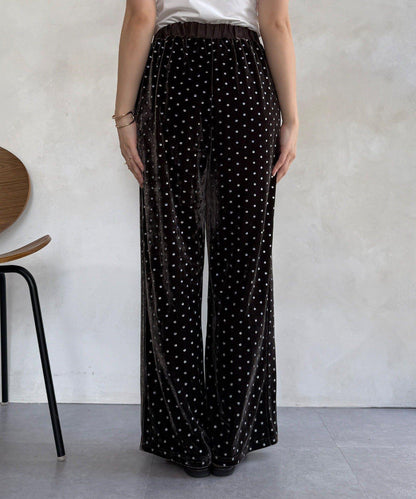 亮片波點天鵝絨長褲