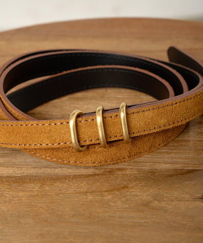 三連扣麂皮腰帶