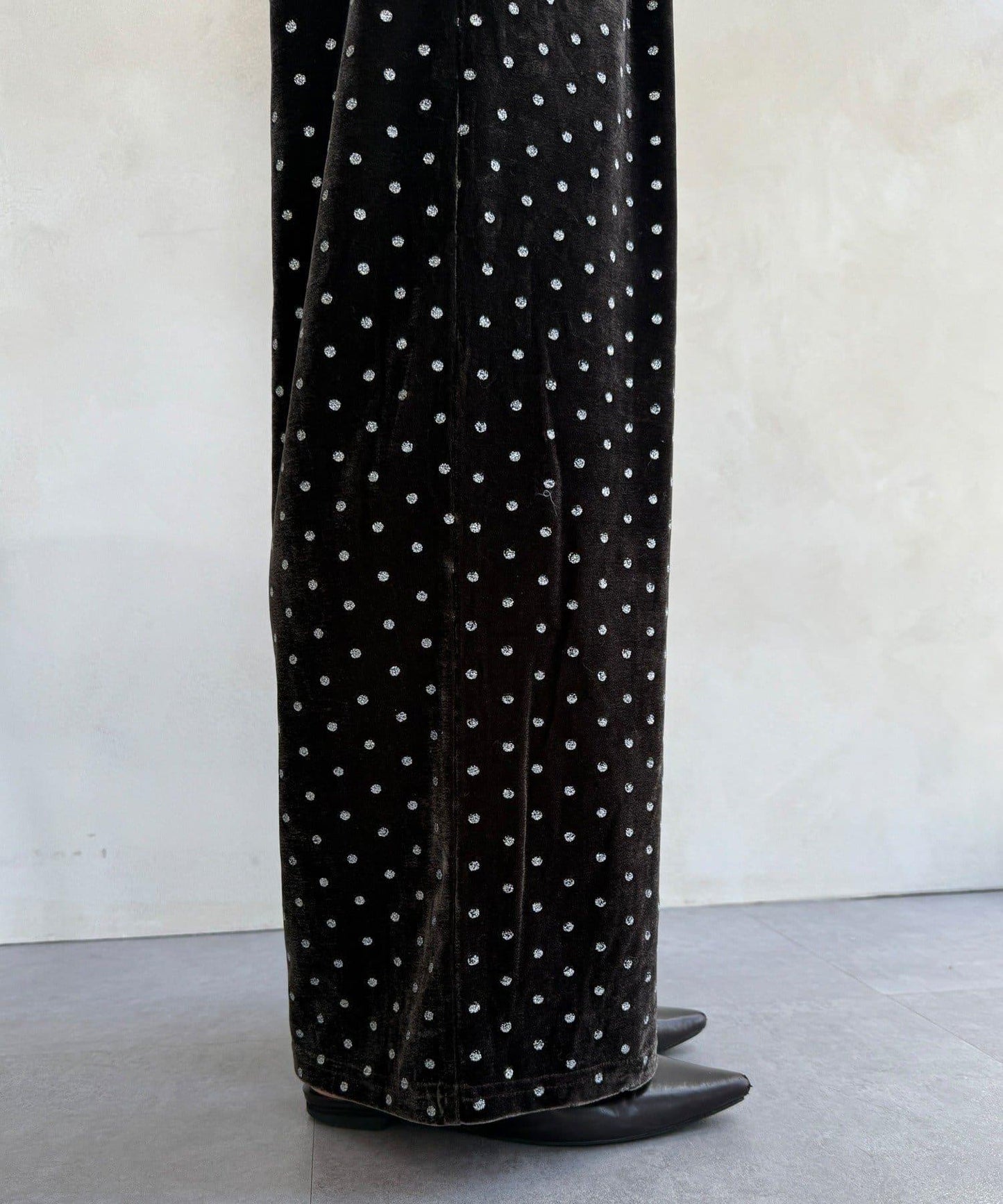 亮片波點天鵝絨長褲