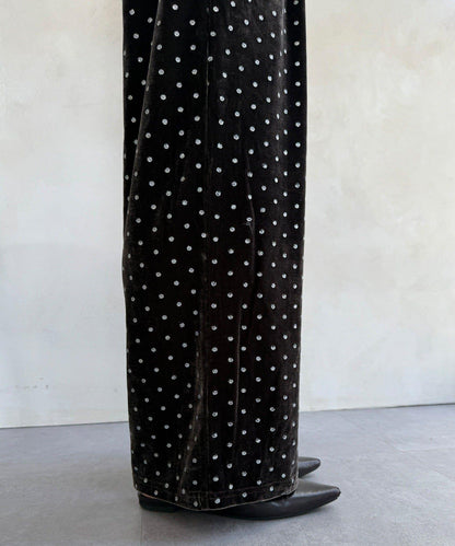 亮片波點天鵝絨長褲