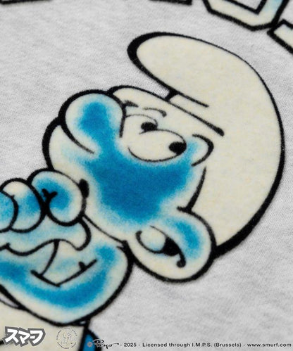 SMURFS 植絨印花圓領衛衣