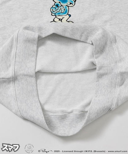 SMURFS 植絨印花圓領衛衣