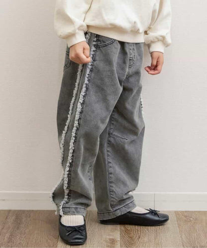 保暖側邊流蘇牛仔褲 十分褲