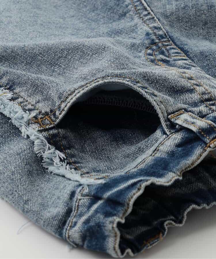 保暖側邊流蘇牛仔褲 十分褲