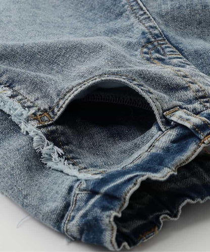 保暖側邊流蘇牛仔褲 十分褲