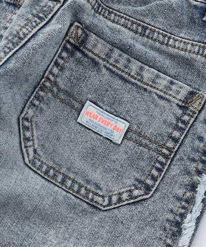 保暖側邊流蘇牛仔褲 十分褲