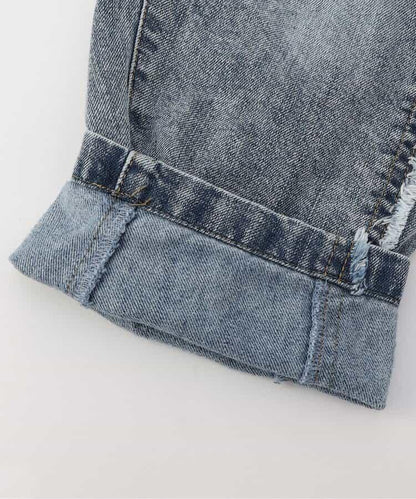 保暖側邊流蘇牛仔褲 十分褲