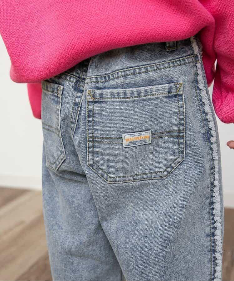 保暖側邊流蘇牛仔褲 十分褲