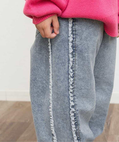 保暖側邊流蘇牛仔褲 十分褲