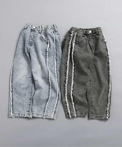 保暖側邊流蘇牛仔褲 十分褲