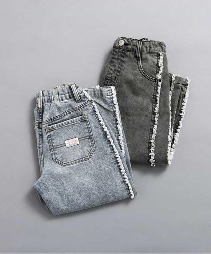 保暖側邊流蘇牛仔褲 十分褲