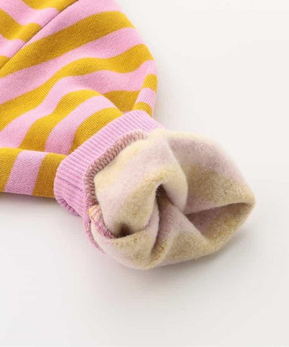 加絨保暖純色條紋衛衣