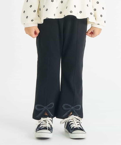 內加絨蝴蝶結開叉休閒褲 十分褲