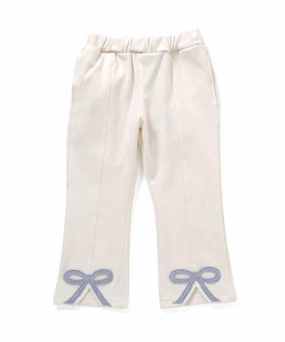 內加絨蝴蝶結開叉休閒褲 十分褲