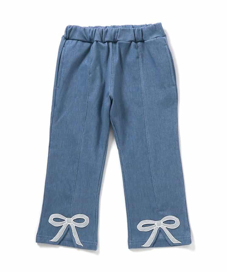 內加絨蝴蝶結開叉休閒褲 十分褲