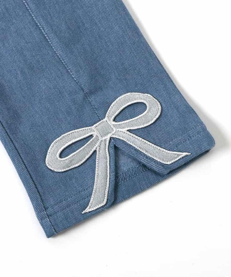 內加絨蝴蝶結開叉休閒褲 十分褲