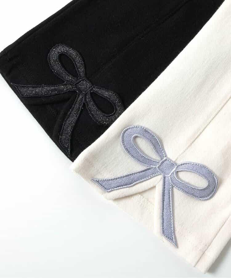 內加絨蝴蝶結開叉休閒褲 十分褲