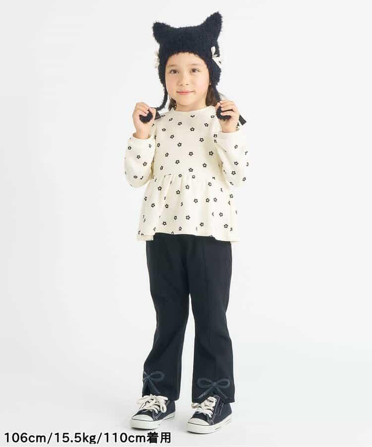 內加絨蝴蝶結開叉休閒褲 十分褲