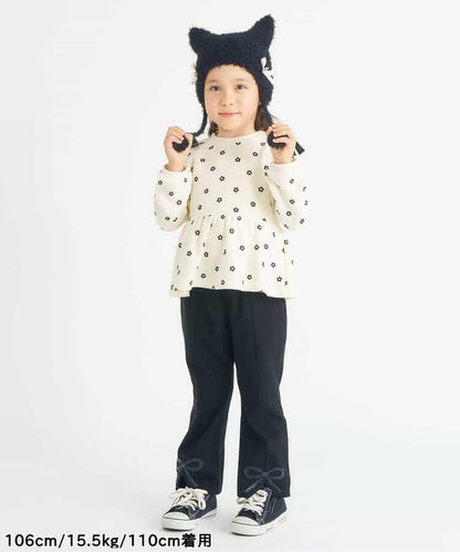 內加絨蝴蝶結開叉休閒褲 十分褲