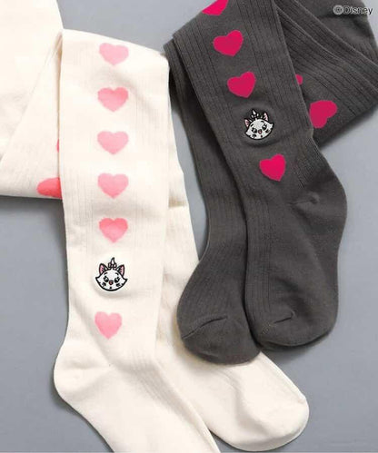 【迪士尼】時尚貓/側邊愛心連褲襪