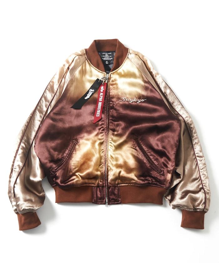 特別 Tempalay 仿舊工藝人造絲緞面棒球夾克