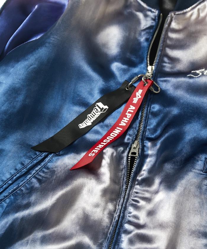 特別 Tempalay 仿舊工藝人造絲緞面棒球夾克