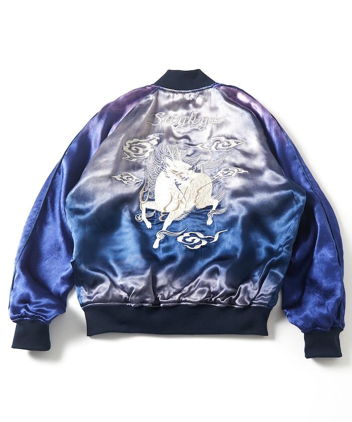 特別 Tempalay 仿舊工藝人造絲緞面棒球夾克