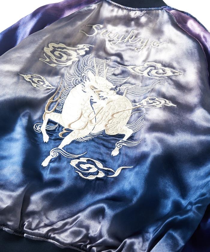 特別 Tempalay 仿舊工藝人造絲緞面棒球夾克