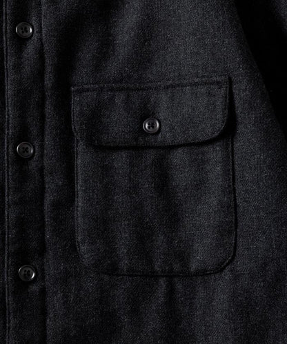 寬鬆版型水洗羊毛混紡法蘭絨加棉格紋襯衫夾克