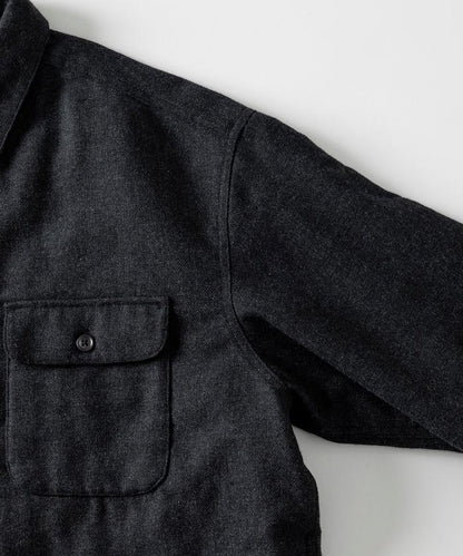 寬鬆版型水洗羊毛混紡法蘭絨加棉格紋襯衫夾克