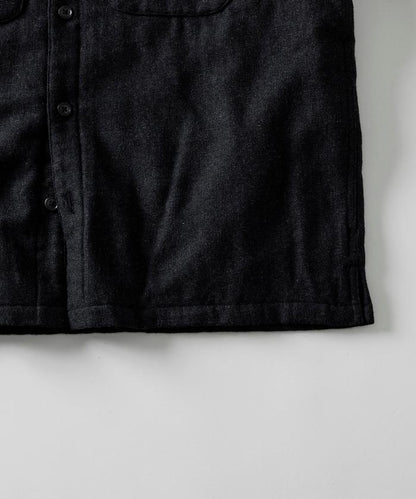 寬鬆版型水洗羊毛混紡法蘭絨加棉格紋襯衫夾克