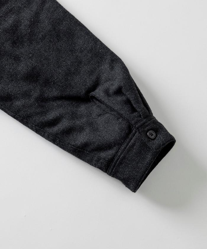 寬鬆版型水洗羊毛混紡法蘭絨加棉格紋襯衫夾克