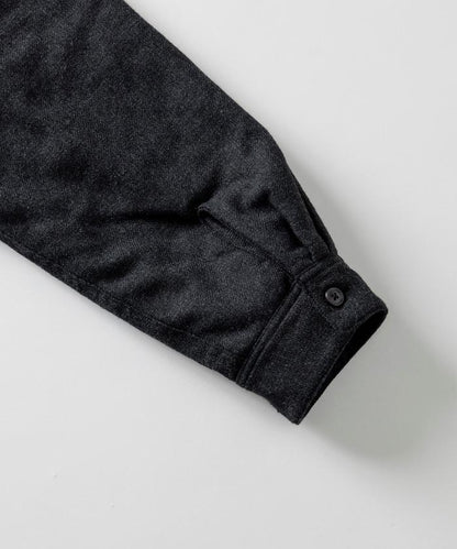 寬鬆版型水洗羊毛混紡法蘭絨加棉格紋襯衫夾克