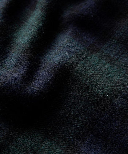 寬鬆版型水洗羊毛混紡法蘭絨加棉格紋襯衫夾克