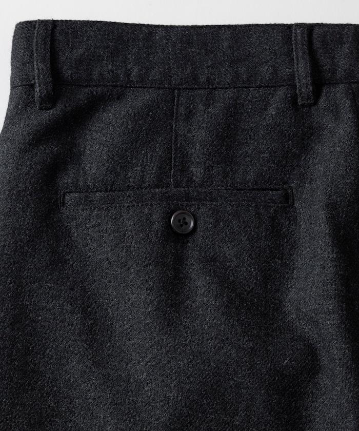 寬鬆版型水洗羊毛混紡法蘭絨長褲