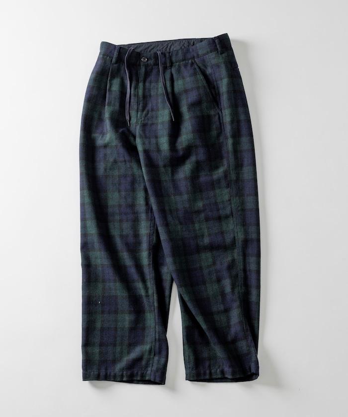 寬鬆版型水洗羊毛混紡法蘭絨長褲