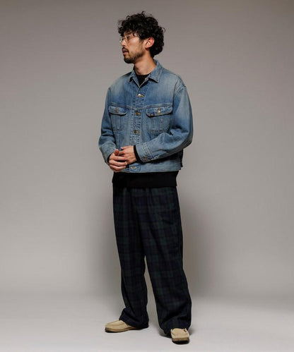 寬鬆版型水洗羊毛混紡法蘭絨長褲