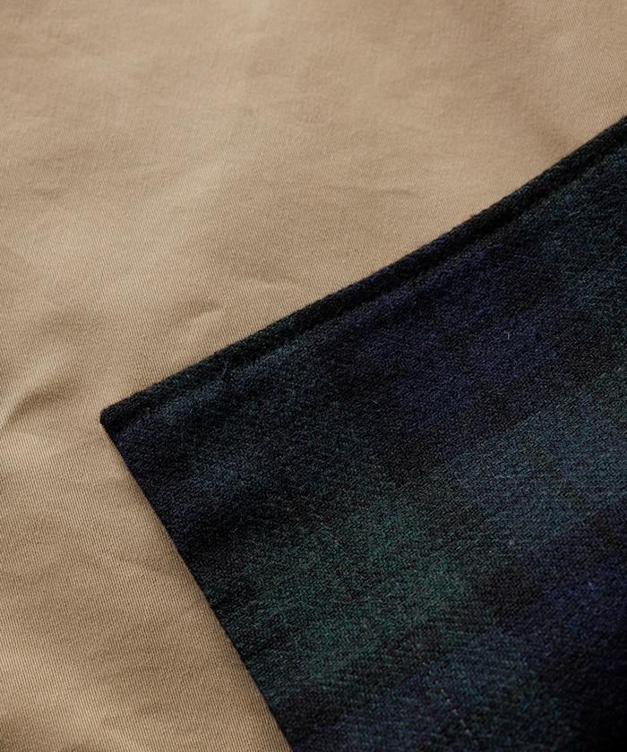 可雙面穿羊毛混紡法蘭絨格紋巴爾馬肯大衣