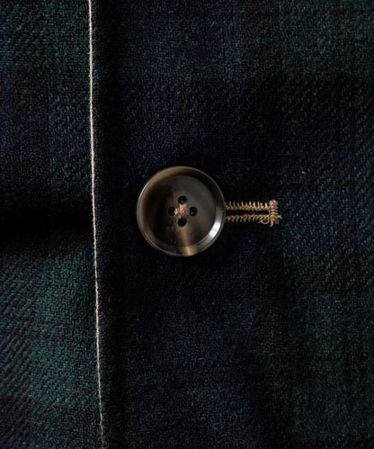 可雙面穿羊毛混紡法蘭絨格紋巴爾馬肯大衣