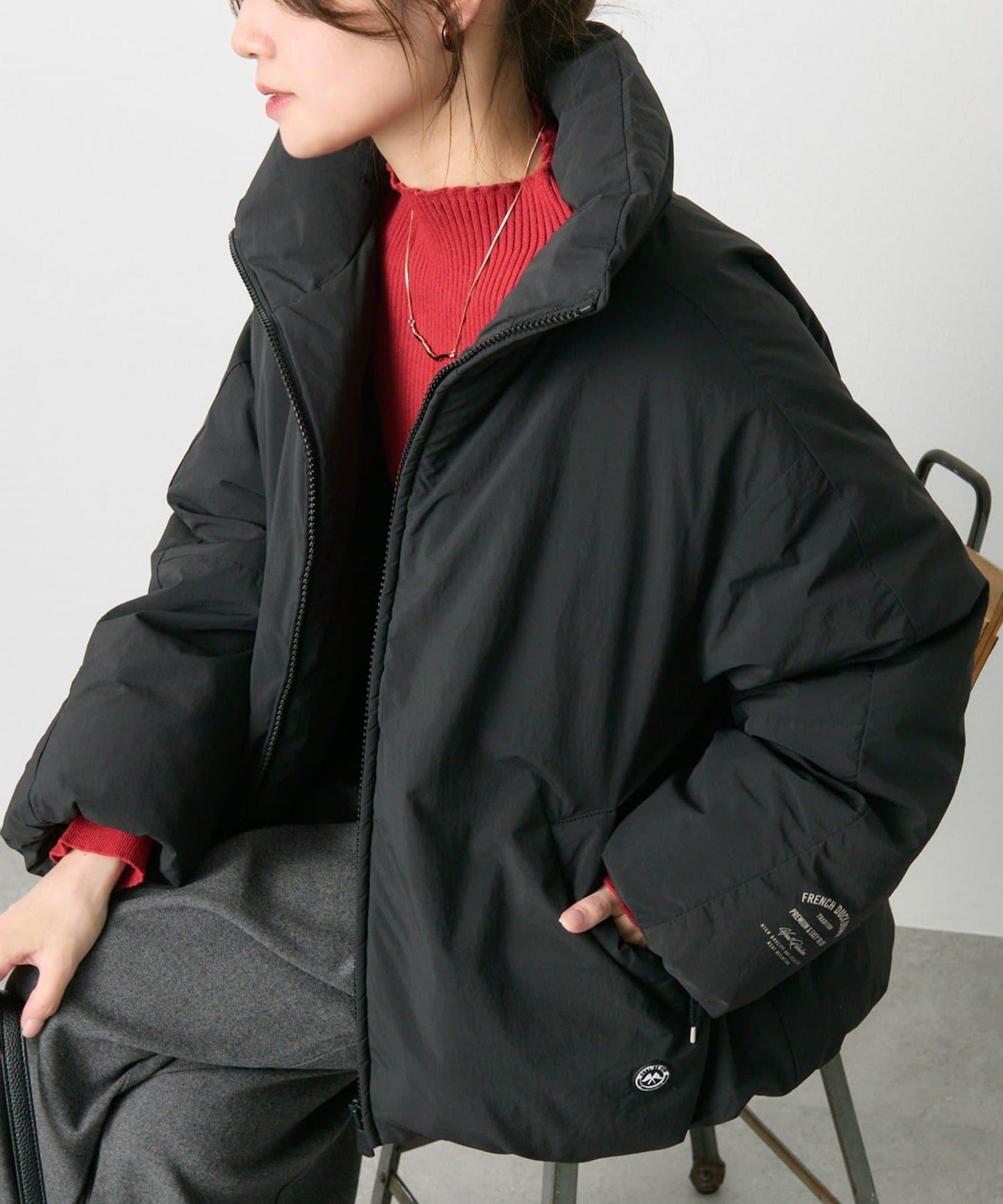 法式鴨絨拉鍊夾克