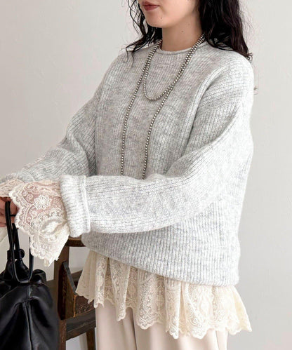 中長款單面針織套頭衫